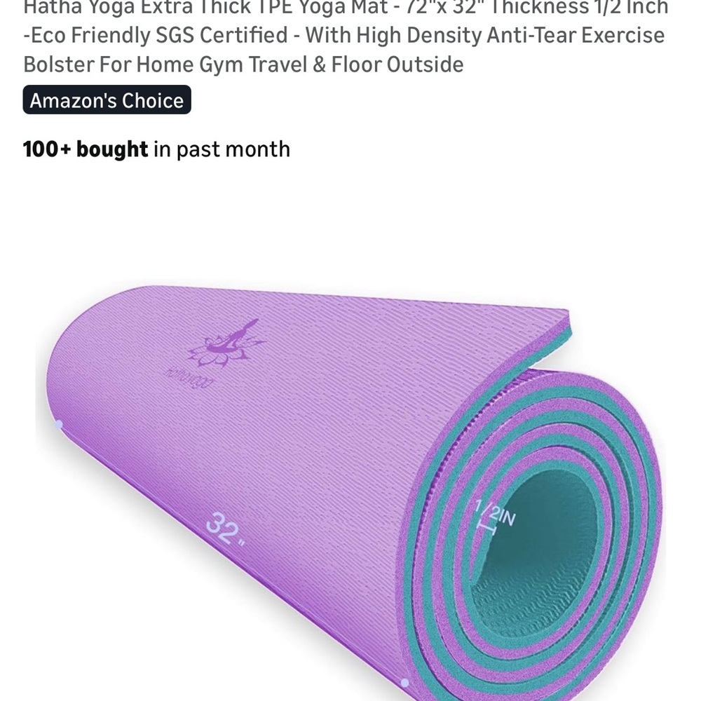 Extra Thick TPE Yoga Mat - Purple and Green
